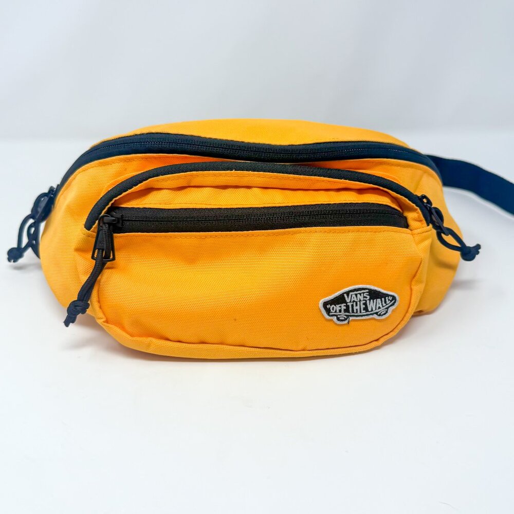 VANS Off the Wall Fanny Pack Yellow Canvas 4 Pocket Crossbody Waist Bag 16"